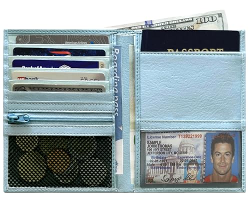 Chambray RFID Genuine Leather Passport Wallet - color: Chambray