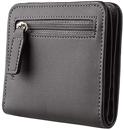 Toughergun Women’s Small Slim Leather Wallet with RFID Protection, Compact Bifold Mini Purse with Clear ID Window - color: 06 ReNapa Grey Deep