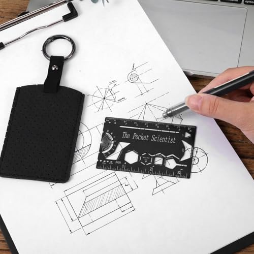 Organic Chemistry Stencil and Drawing Template, 3.35 X 2 Inch Organic Chemistry Model Kit Small Metal Ruler with a Leather Case for Engineering Equipment Artist Design Drawing Drafting Aid Tool