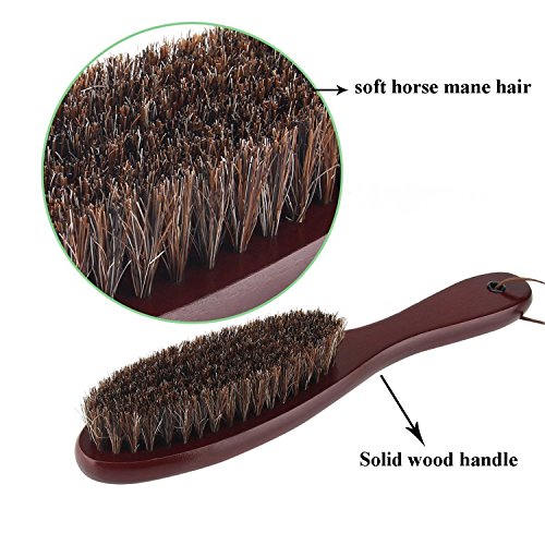 Clothes Brush Garment Brush Lint Remover Brush with Genuine Soft Horsehair and Wooden Handle for Coat Men Suits Shoes Jacket Furniture Car Mat and Pet Hair (1-Pack(Walnut Wood))