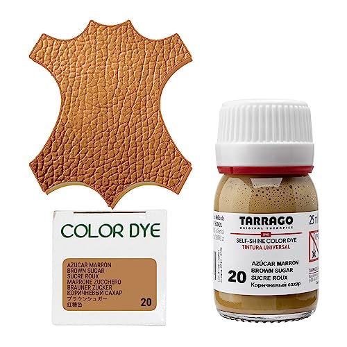 Tarrago Leather Dye Kit with Deglazer and Applicator - Restore & Recolor Shoes, Boots, Purses, Wallets, Jackets, and Furniture - Rich Pigment - 25mL - color: Brown Sugar #20