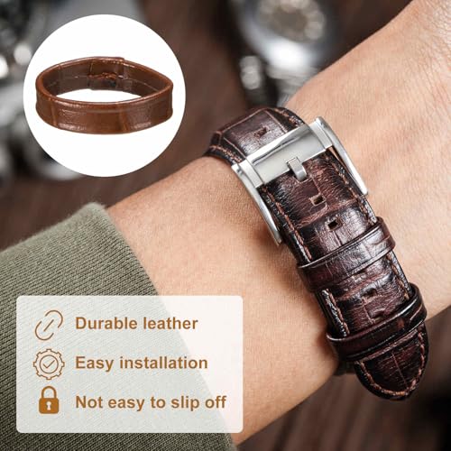 HARFINGTON Leather Watch Band Loops Replacement Watch Band Keeper Watch Strap Holder Retainer Wristwatch Strap Fastener Rings - color: Brown, size: 18mm