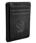 Personalized Initial Card Wallet - Deep 3D Embossed Floral Leather Slim RFID Blocking Holder, Ultra-Thin 0.54cm Custom Monogram Gift for Men & Women (A,Onyx Black) - color: Onyx Black