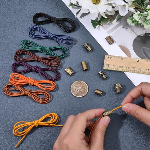CRASPIRE 16Pcs Elastic Bands for TN Traveler Notebook Replacement 8.8 Yards | Polyester Stretch Rubber Cords with 8 Decorative Toggles DIY Repair Kit Insert Refill for Leather Journal Bookmark Making
