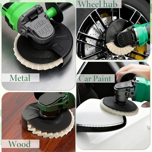 12 Pcs 4-1/2" Wool Polishing Wheel Disc & 3 Polishing Compounds | 7/8" Thicken Arbor Buffing Wheel Wool Felt Flap Disc for Angle Grinder Multi Surface Metal Wood Automotive