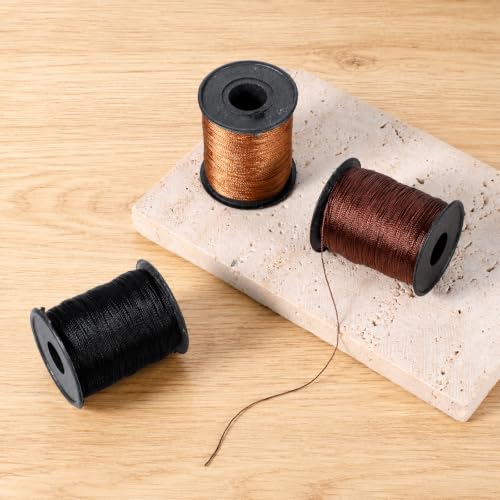 Upholstery Thread Heavy Duty Sewing Thread for Sewing 3 Spools | Durable Bonded Nylon Threads for Sewing Machines, Denim, Leather, DIY and Home (164 Yds/Spool, Black, Brown, Khaki)