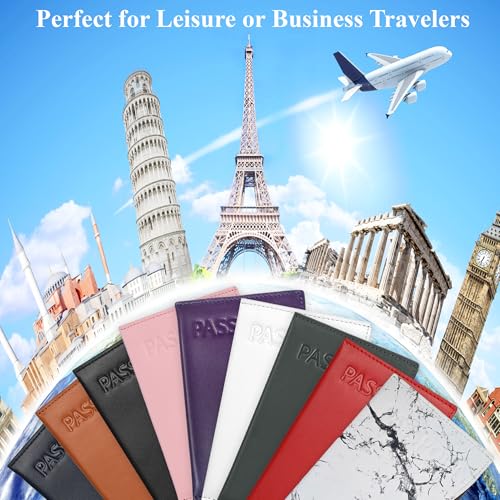 Alban RFID Passport Holder for Women & Men, Genuine Leather Passport Cover - color: Black