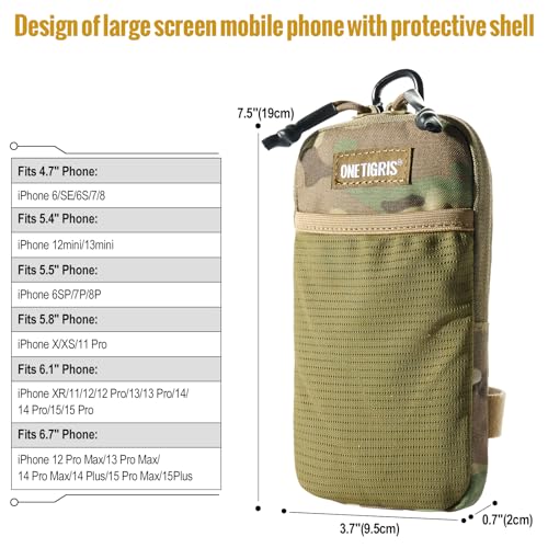 ONETIGRIS Backpack Strap Pouch, MOLLE Phone Holster for Backpack & Belt - color: Camocolor
