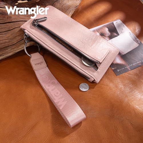 X Wrangler Western Wallet for Women Card Cases & Money Organizers Wristlet Wallet with Zipper Pocket - color: Pink