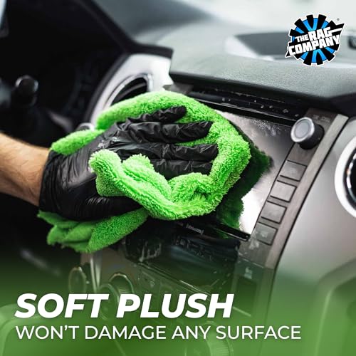 The Rag Company - Creature Edgeless Auto Detailing Towels (10-Pack) Professional 70/30 Blend, Dual-Pile Plush Microfiber, Buffing & Polishing, 420gsm, 16in x 16in, Lime Green - color: Lime Green
