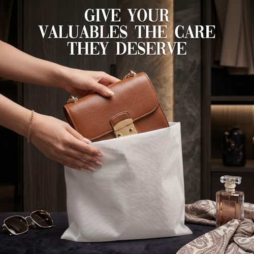Pack of 15 Anti-Scratch Pouches, 5" x 8" Protective Dust Bags for Handbags, Shoes, and Accessories - Made in USA Purse Dust Bag for Storage - Soft, Breathable Cloth-Like Shoe Storage Bag | Soft, Breathable Cloth-Like Storage Pouches for Handbags, Shoes an
