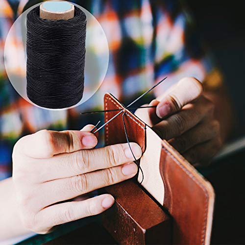 284Yards Leather Sewing Waxed Thread, 0.8mm Waxed Thread for Bookbinding | Waxed Thread for Bookbinding, Upholstery Thread Heavy Duty, Wax String for Leather Craft DIY/Bookbinding/Shoe Repairing - color: Black