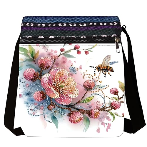 DDGYP DIY Diamond Painting Crossbody Bag, Diamond Art Kits for Adults Women | PU Leather Floral Bee Art Bag, Diamond Art Projects Craft Kits - color: Butterfly Flower 4