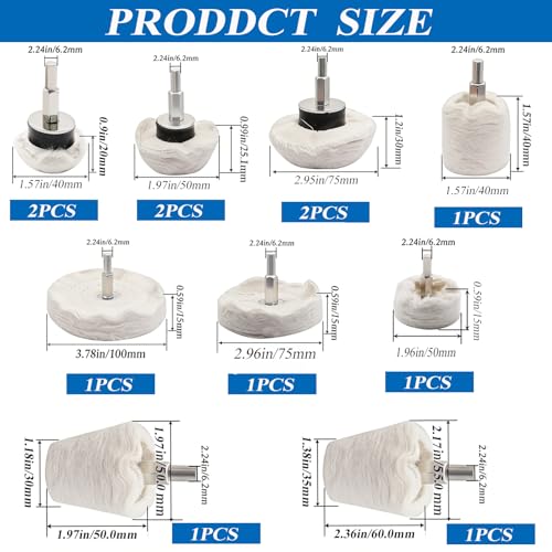 12PCS Buffing Wheel for Drill, Multi-Specification | Buffing Pad Polishing Wheel Kits, For Metal, Aluminum, Stainless Steel, Chrome, For Jewelry, Wood, Plastic - size: 12pcs