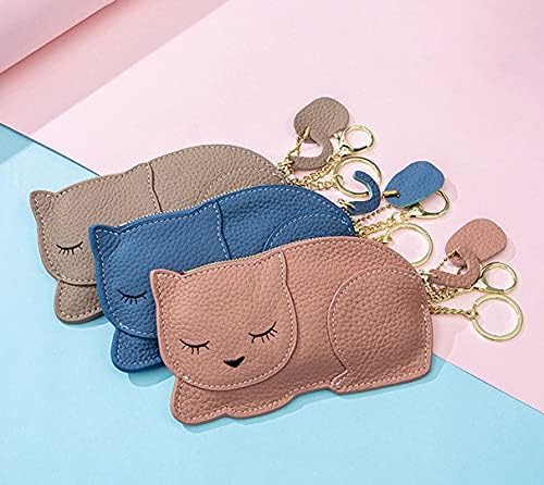 Crab Coin Purse Keychain Bag - Cat Change Pouch Small Cute Wallet Charms - color: C-blue