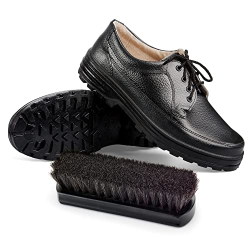 Premium Horsehair Shoe Polish Brush – Handcrafted Beechwood Shoe Brush for Shine and Buffing – Luxurious Shoe Shine Brush with Soft Horsehair Bristles (Black) - color: Premium Black