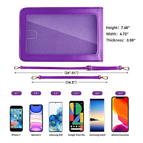 Crossbody Cellphone Purse Women Touch Screen Bag RFID Blocking Wallet Handbag Shoulder Strap - color: Purple-small, size: Small