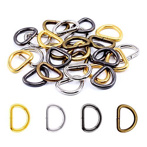 120Pcs Strong Metal Webbing Assorted Set 4 Colors Multi-Purpose D Ring Handbag Strap Loop Clasp Hook D Buckles - size: 13mm