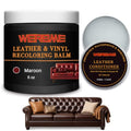 Leather Recoloring Balm & Mink Oil Leather Conditioner, Maroon | Restores faded leather, waterproof, scratch repair for couches, car seats, shoes & bags, Complete kit with mink oil & tools - color: Maroon