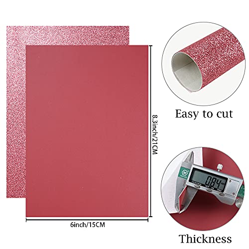16 Pieces 8x6 Inch New Contrast Colors Champagne Gold Hot Pink Series Faux Leather Fabric Sheets Include Litchi Fine Chunky Glitter Butterfly Leopard Patent Embossing for Leather Earring Bows Making - color: Champagne Gold Hot Pink Series