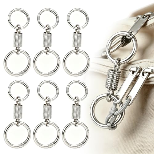 Zipper Clips Anti Theft, 6 Pcs Zipper Locks for Backpacks, Double Opening Antitheft Spring Carabiner Clasps for Travel Purse Luggage Suitcase Handbags Keys(Silver) - color: Silver Ring