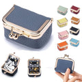 Genuine Leather Mini Jewelry Box & Coin Purse for Women, Travel Jewelry Case with Kiss Lock, Holds Earrings, Rings, Necklace, Bracelet, Coins (Blue) - color: Blue - 2.5in