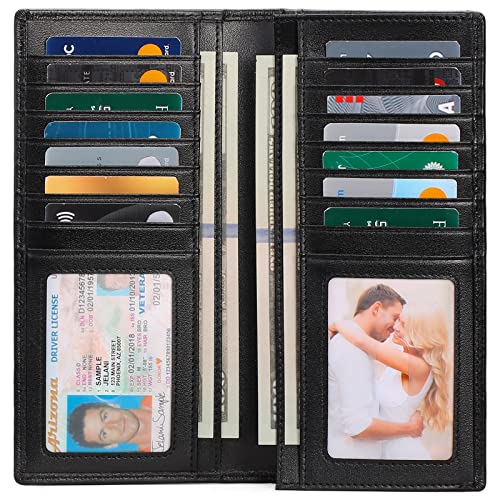 FALAN MULE Wallets for Men Genuine Leather RFID Blocking Slim Mens Wallet Bifold Credit Card Holder for Men - color: Black
