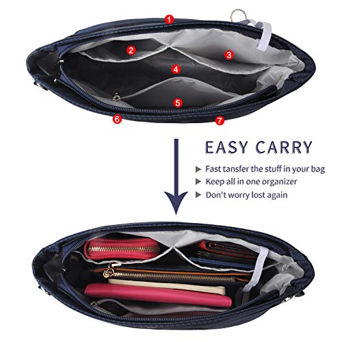 Vercord Expandable Nylon Handbag Purse Organizer Insert Liner Shaper Bag in Bag Navy XLarge - color: Navy, size: X-Large