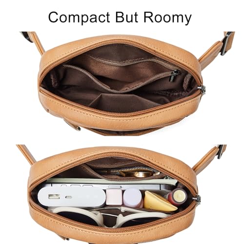 Leresas 2L Fanny Packs for Women Cross Body Belt Bag Vegan Leather Chic Waist Pack Crossbody Waist Bag Travel Running Tan - color: Light tan