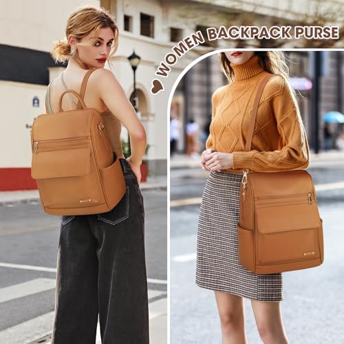 NUBILY Backpack Purse for Women Leather Anti-Theft Mini Backpack Fashion Designer Handbag Convertible Travel Bag Ladies Shoulder Bags, Brown - color: Brown