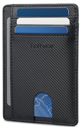 Buffway Slim Minimalist Front Pocket RFID Blocking Leather Wallets for Men and Women - Peak Black - color: Peak Black