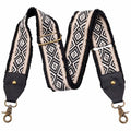 Nefelibata Purse Strap-2"Crazy Horse Leather Bag Strap Adjustable Replacement,Retro Jacquard Embroidery Crossbody Straps - color: Ethnic Diamond Grid