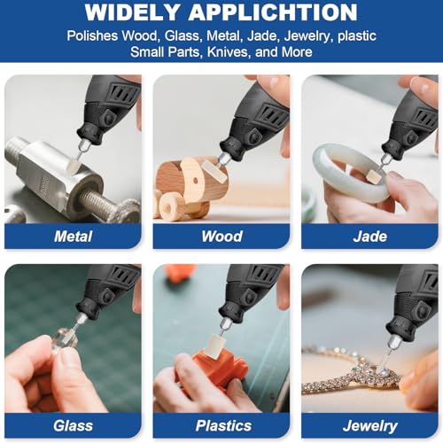 115PCS Polishing Buffing Wheels, 1/8" Shank for Dremel Tool Accessories | Pro Mini Felt Polishing Wheels for Dremel Polishing Kit, Wool Restoration & Buffing Kit for Metal, Jewelry, Watch, Brass
