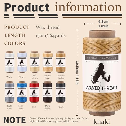 Off-White Waxed Thread for Leather Threads Wax Thread for Leather Sewing - color: Off-white