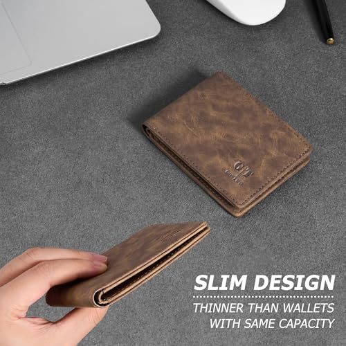 Gostwo RFID Blocking Bifold Wallet for Teen Boys & Men, Credit Card Holder - color: Brown Vintage