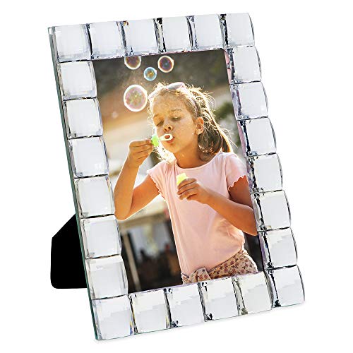 Isaac Jacobs Decorative Sparkling Jewel Picture Frame (4x6, Clear) | Jewel Picture Frame, Photo Display & Home Decor Two-way easel for vertical or horizontal display. Does NOT hang on wall - color: Clear, size: 4x6