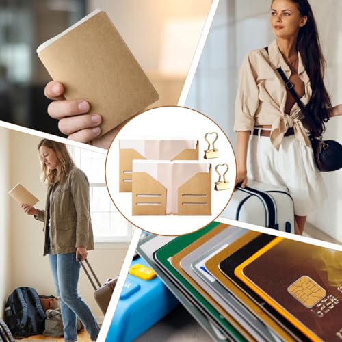 6 PCS Travelers Notebook Insert (Passport Size/B7) for Cards, Bills | 2 Kraft Paper Folders, 2 Zipper Pouches, 2 Pen Clips, Journal Refill Accessories Extender Fits Leather Travel Journal