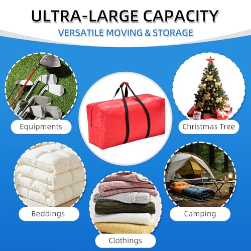 Extra Large travel duffel bag with Strong Handles, 100L Waterproof duffel bag, Durable Zippers, Extra Large Storage Totes for Space Saving and Moving Supplies, Red - color: Red, size: M - 31.5″× 11.8″× 16.5″