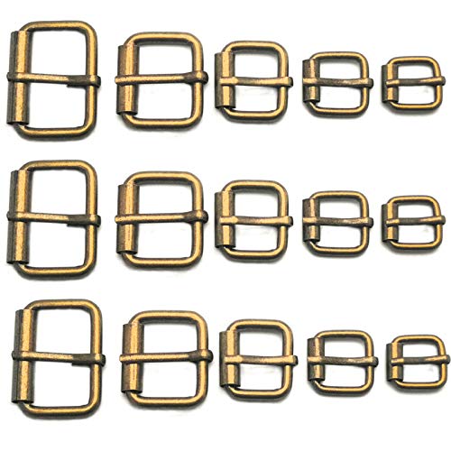 Assorted Multi-Purpose Metal Roller Buckles Belts Hardware Pin Buckle for Bags Leather Belt - color: Bronze, Assorted Inches