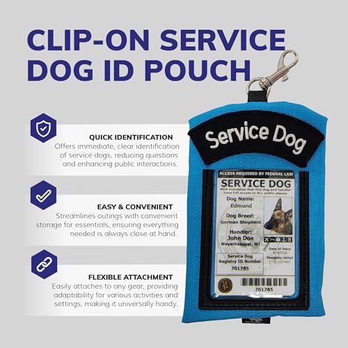 ActiveDogs Service Dog ID Card Pouch, Clip-On Badge Holder, Aqua - color: Aqua