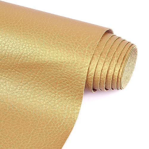Marine Vinyl Upholstery Faux Leather Fabric, 1 Yard Gold | Marine Grade Faux Leather Vinyl by the Yard, Waterproof, Soft & Durable, for Boat, Furniture Upholstery, DIY Sewing Crafts - color: Gold, size: 1 Yard 55" x 36" (Pre-cut)