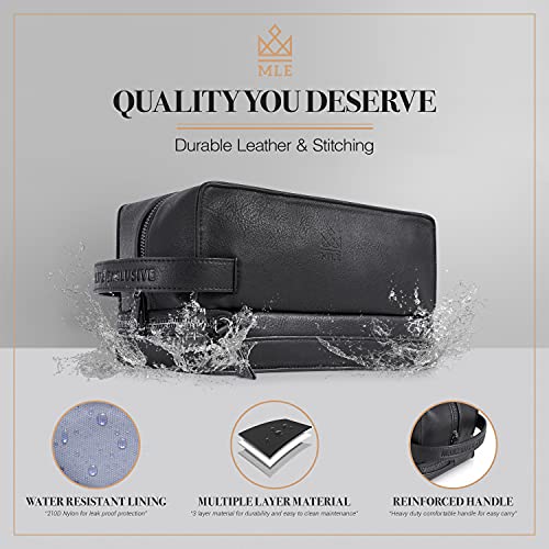 MAKE LIFE EXCLUSIVE Men's Leather Toiletry Bag, Travel Dopp Kit, Shave Kit