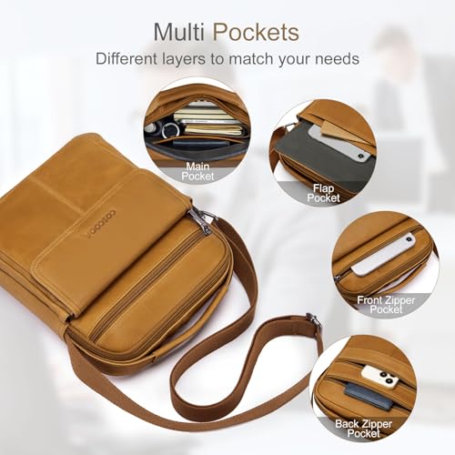 Men's Leather Crossbody Shoulder Bag - Messenger Satchel Travel Handbag - color: Brown-b
