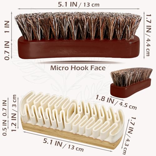 Horsehair Brush & Suede Shoe Brush,Soft Bristles Shoe Cleaning Brush for Polishing Leather, Portable Horse Hair Shine Brush for Boots Handbags Coats Sofa Furniture(2 PCS)