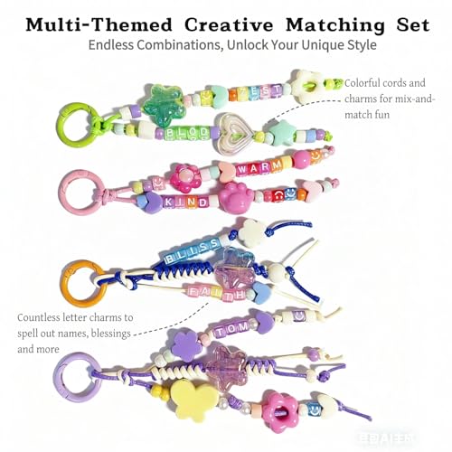 Kupor 480PCS DIY Keychain Making kit - Vibrant Color Beads with Organized Storage Box, Versatile Bag Charms Supplies, Multi-Functional Bead kit for Keychains/Bag Charms, Beginners Craft Lovers Gift