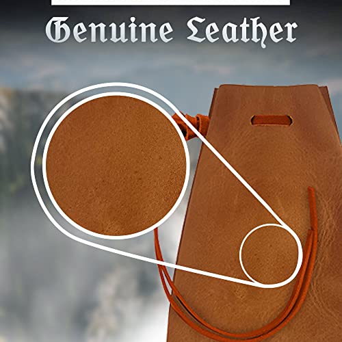 Leather Drawstring Pouch, Coin Bag, Medicine Tobacco Pouch Medieval Reenactment Made in U.S.A. by Nabob Leather Size 5.75" x 4.25" - color: Rustic Orange, style: Medium