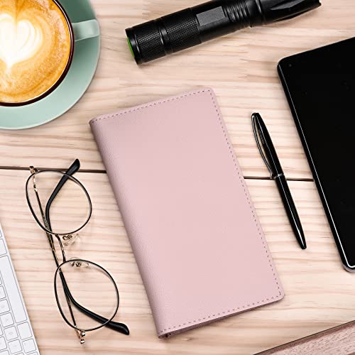 Checkbook Covers for Personal Duplicate Checks, Genuine Leather Checkbooks Register Cover Holder Wallets for Women & Men (Pink) - color: Pink