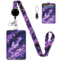 Butterfly Lanyard with ID Card Holders, Retractable Badge Reel with 360° Rotate Clip,RFID Blocking ID Badge Holder with Adjustable Breakaway Lanyard for Keys,Gift for Women Nurse Teacher Office,Purple - color: Butterfly Purple