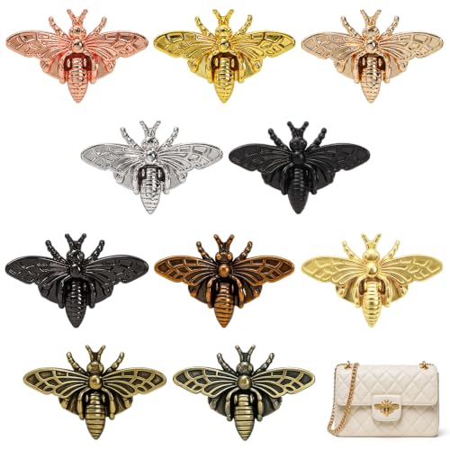 WRINGKIT 10 Pack Purse Lock Clasp, 3D Bee Shape, 10 Colors