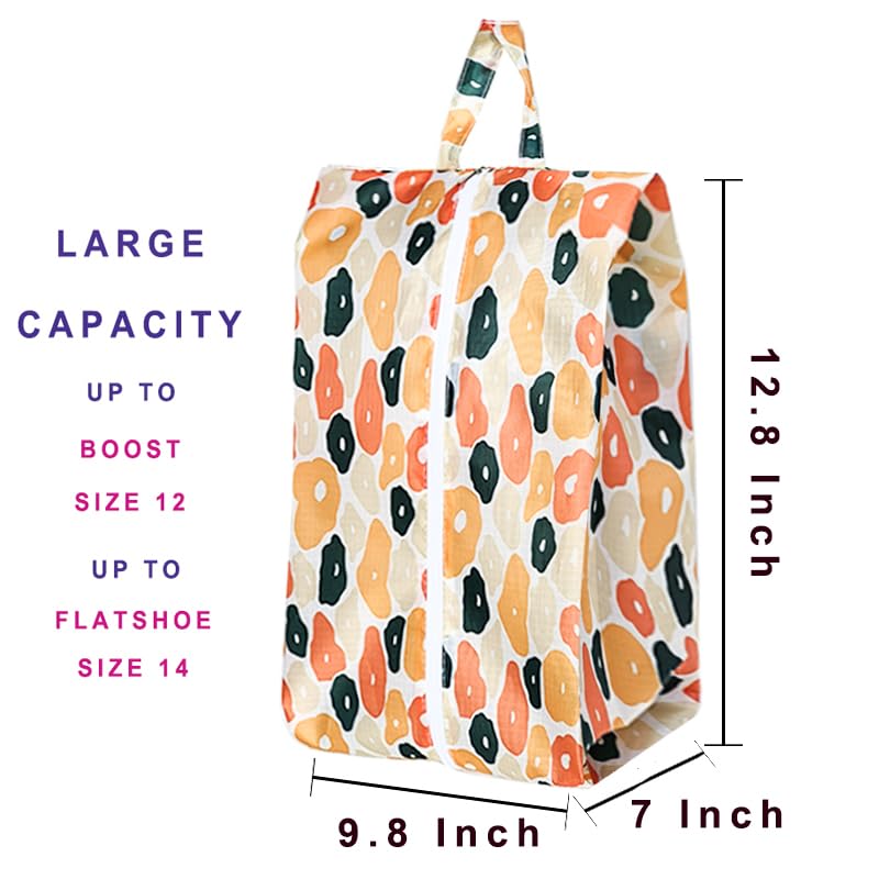 Travel Shoe Bags, Set of 12, Large Oxford Fabric Storage Bags with Zipper and Handle, Water-Resistant Pouches (Colorful patterns) - style: Colorful Patterns